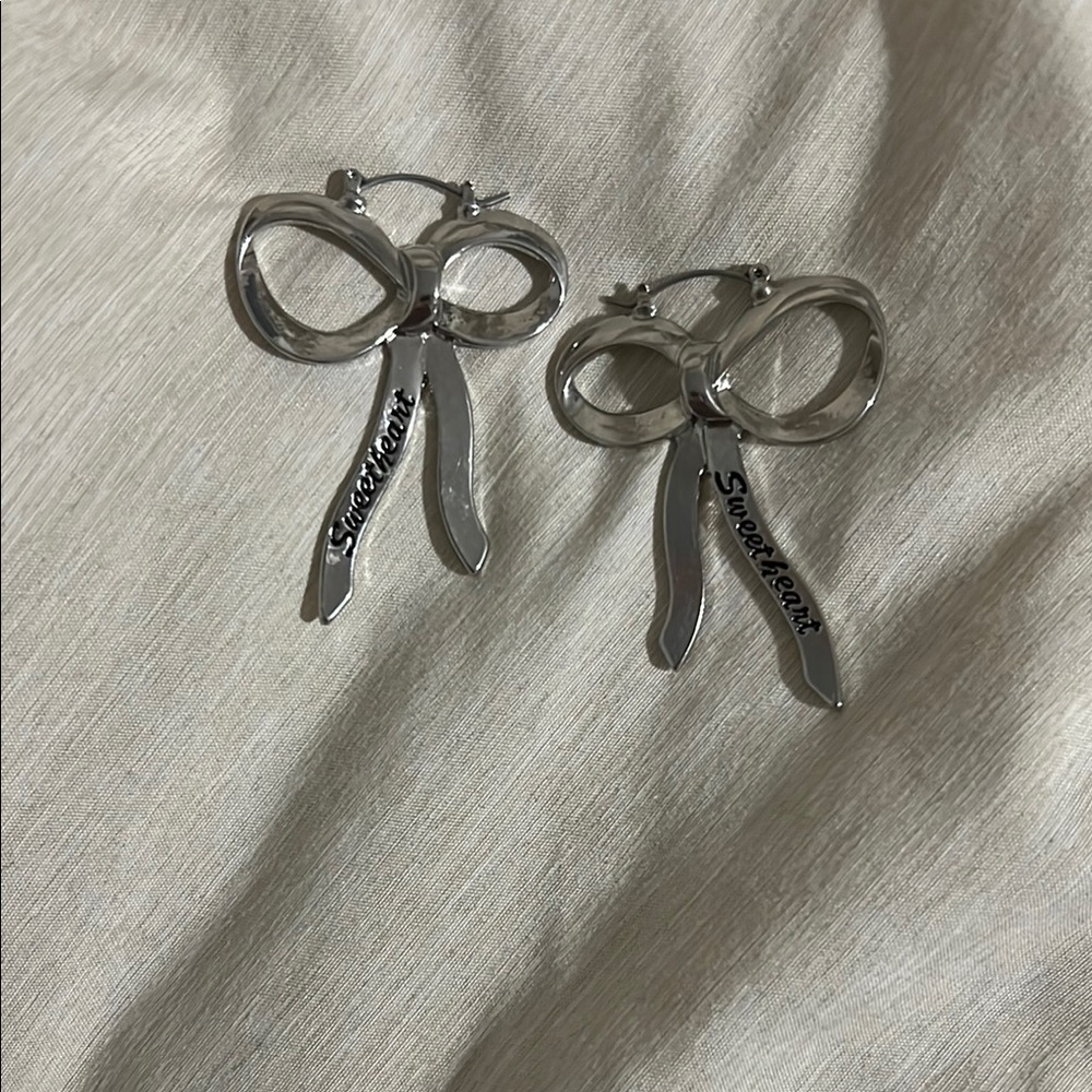 Urban Outfitters Silver Bow Earrings